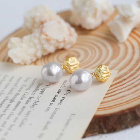 Lava Gold Baroque Pearl Earring